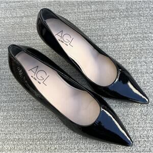 AGL Isolde Pointed-toe High-heel Pumps Patent Leather Black Women's Size 7.5 US